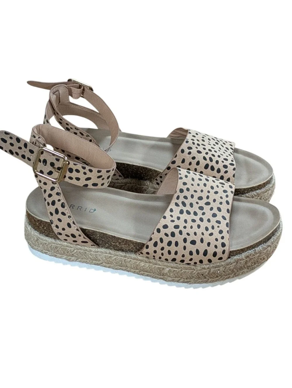 Torrid Leopard Print Ankle Strap Platform Espadrille Sandals Size 6.5 WW